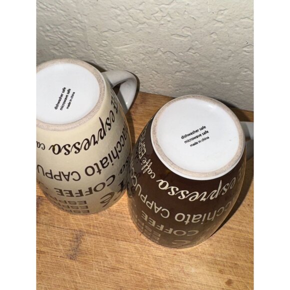 Set Of 2 Espresso & Coffee Themed Ceramic Mugs - Picture 4 of 7